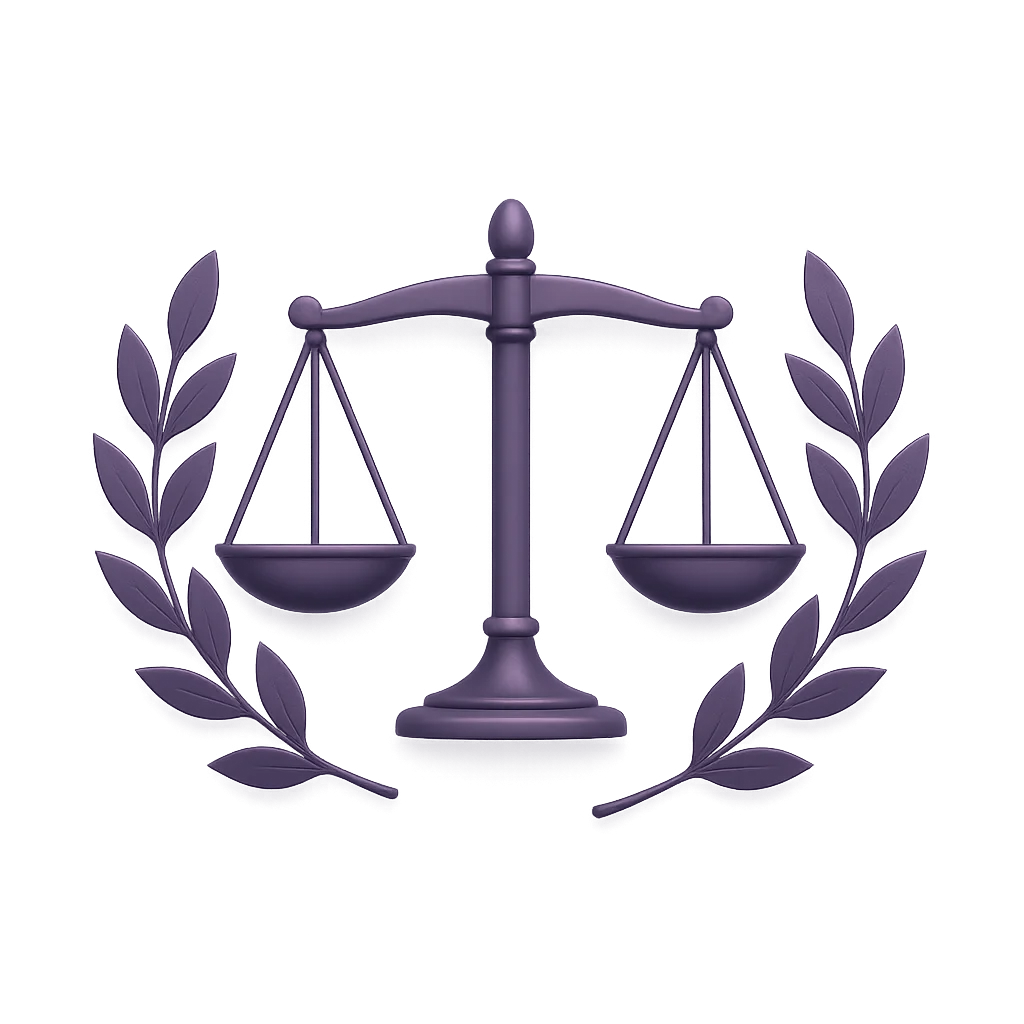 Balança da justiça com coroa de louros